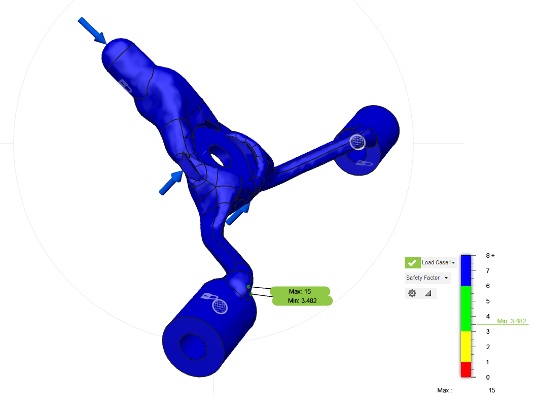 Figure 3: Stress Diagram of the hanger with saftey factors included